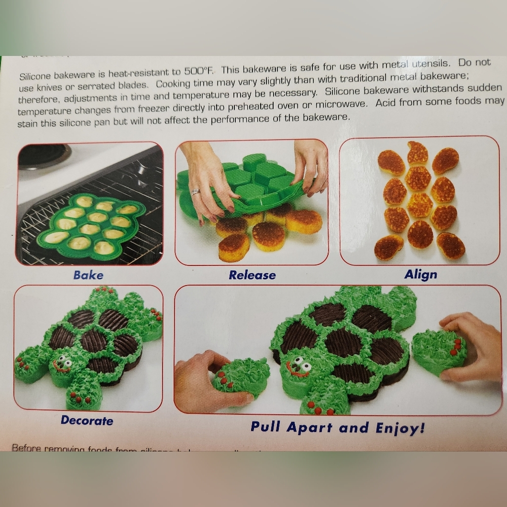 Green Turtle Silicone "Pull Apart" Cupcake Mold NWT - Picture 3 of 3